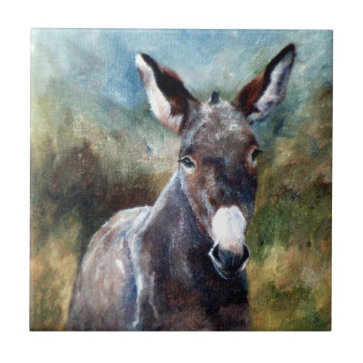 Donkey Portrait Tile Tegeltje (Voorkant)