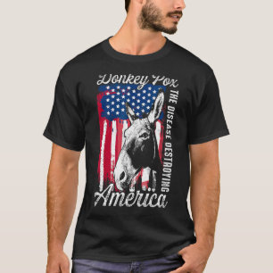 Donkey Pox the Disease vernietigt Amerikaanse vlag T-shirt