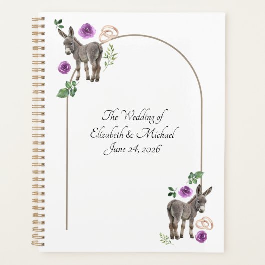 Donkey Purple Floral Rustic Wedding Planner (Voorkant)