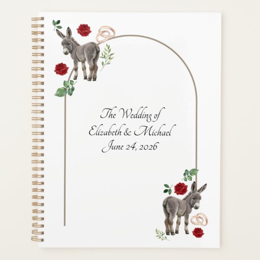 Donkey Red Floral Rustic Wedding Planner (Voorkant)