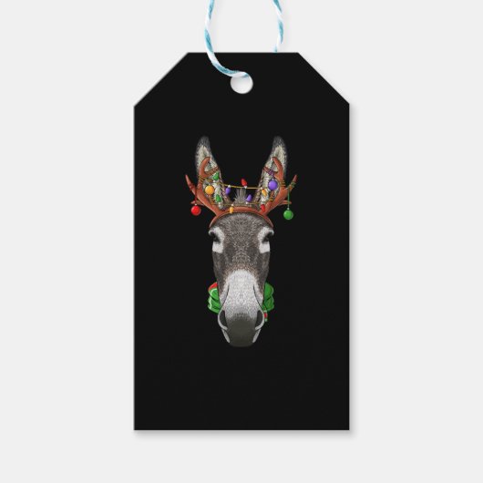 Donkey Reindeer Antlers schilderen kerstkerstmis Cadeaulabel (Voorkant)