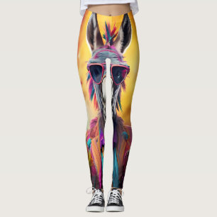Donkey Roze Bril, Regenboog Haar Leggings