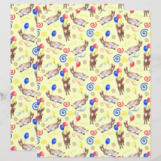 Donkey Scrapbook Paper in Yellow (Voorkant / Achterkant)