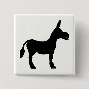 Donkey Silhouette Vierkante Button 5,1 Cm