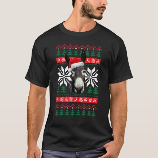 Donkey Ugly kerstSweater Style Santa Hat Liza T-shirt (Voorkant)