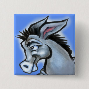 Donkey Vierkante Button 5,1 Cm