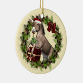 Donkey Wearing Santa Hat in Wreath Round Ornament (Rechts)