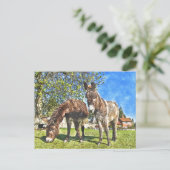 Donkeys Waterverf-stijl Briefkaart (Staand voorkant)