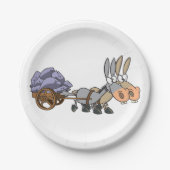 Donkies Pulling A Cart Papieren Bordje (Voorkant)