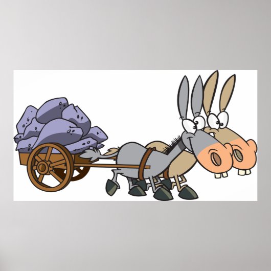 Donkies Pulling A Cart Poster (Voorkant)