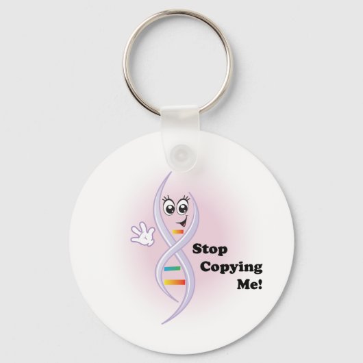 Donna DNA "Stop met kopiëren!" Button Sleutelhange Sleutelhanger (Voorkant)