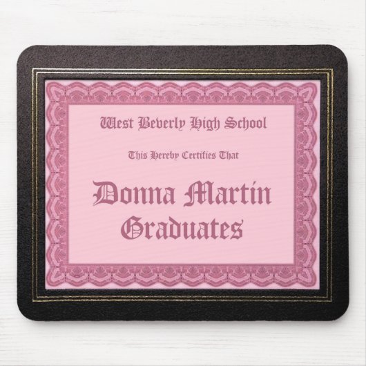 Donna Martin Graduates diploma mousepad Muismat (Voorkant)