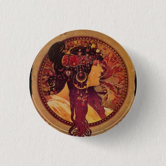 Donna Orechini met Red Hair Ronde Button 3,2 Cm (Voorkant)