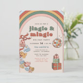 DONNA Retro Rainbow Jingle Mingle-kerstfeest Kaart (Staand voorkant)