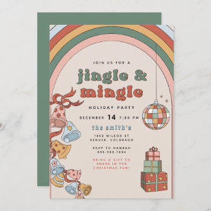 DONNA Retro Rainbow Jingle Mingle-kerstfeest Kaart