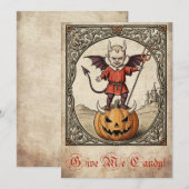 "Donne-Moi Du Bonbon !" Carte d'Halloween diaboliq (Devant / Derrière)