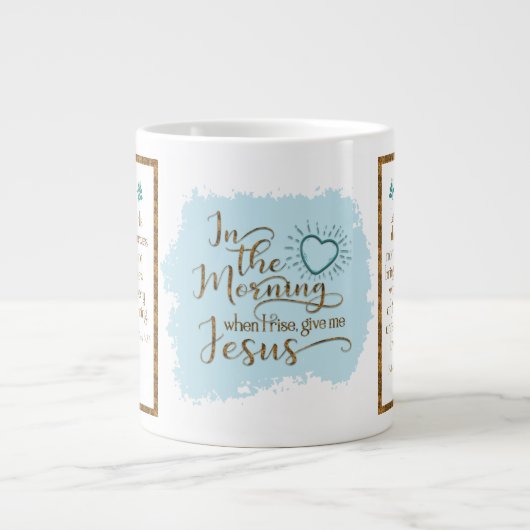 "Donne-moi Jésus" Jumbo Mug (Turquoise/Or) (Devant)