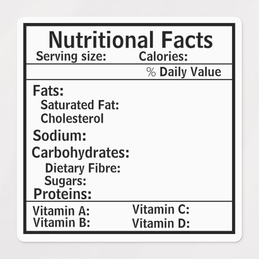 Données nutritionnelles étiquette pour les aliment (Design 2)