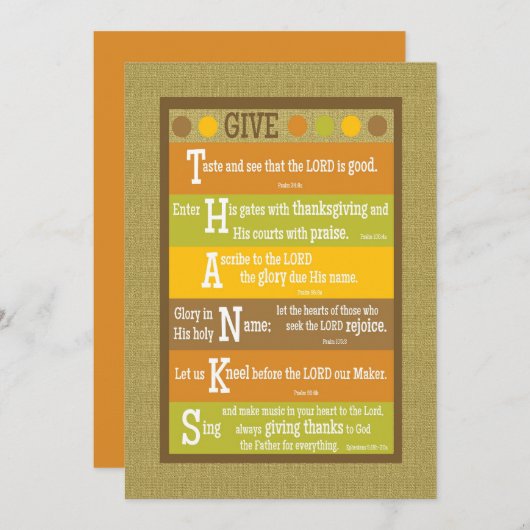 DONNER MERCI Écriture à 2 faces Carte Thanksgiving (Devant / Derrière)