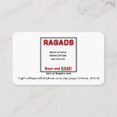 Donnez des cartes de visite RAGADS et FAITES PAYER (Dos)