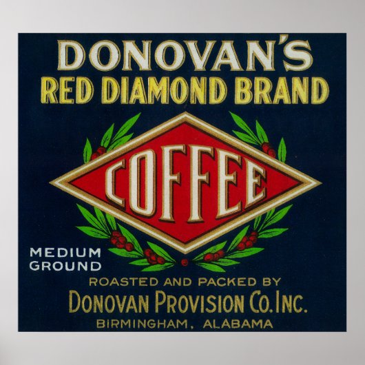 Donovan's Coffee LabelBirmingham, AL Poster (Voorkant)