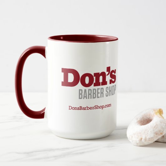 Don's Barber Shop - Red Logo Coffee Mug (Avec donut)