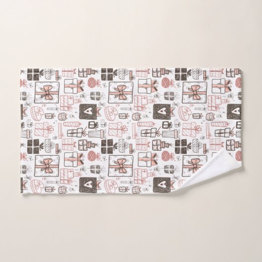 Dons Whimsical Dessin rose Noël mignon (Serviette à main)