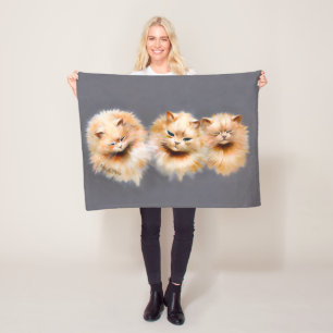 Dons zachte Perzische katten Vintage Whimsical Art Fleece Deken