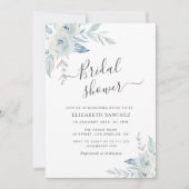 donsblauw floral bridal douche - uitnodiging (Voorkant)