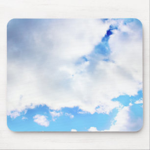 Donsige Witte Wolken en Blauwe Lucht Muismat