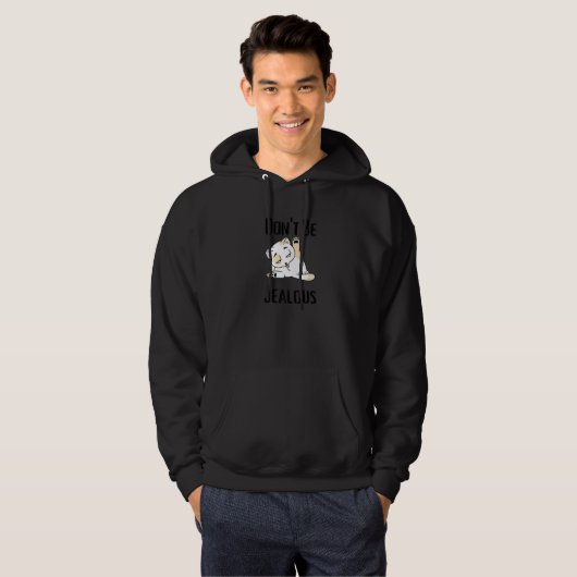 Don't Be Jealous  Cat Licking Sarcasm Hoodie (Voorkant volledig)