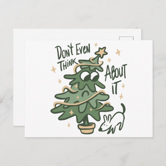 Don't even think about it Christmas Tree Dog Feestdagenkaart (Voorkant / Achterkant)