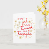 Don't Get Your Tinsel In A Tangle Christmas Raglan Kaart (Gele Bloem)
