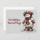 Don't Get Your Tinsel In A Tangle Snowman Briefkaart (Voorkant / Achterkant)