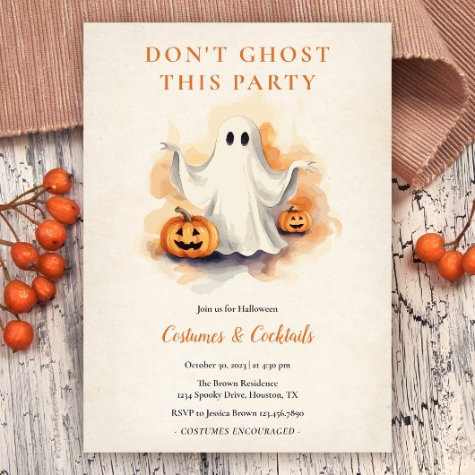 Dont Ghost Dit Feest Halloween Kostuum Feest Kaart