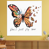Dont Just Fly Soar Vlinders en Bloemen Canvas Afdruk (Insitu (Woonkamer))