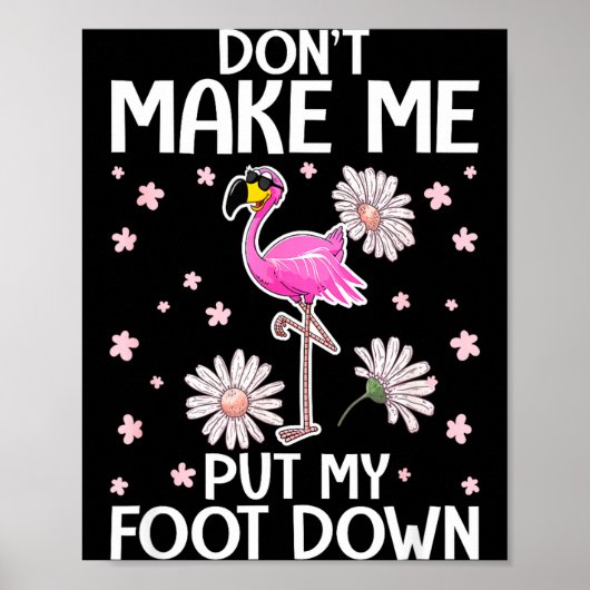 Don't Make Me Put My Foot Down Funny Flamingo Love Poster (Voorkant)
