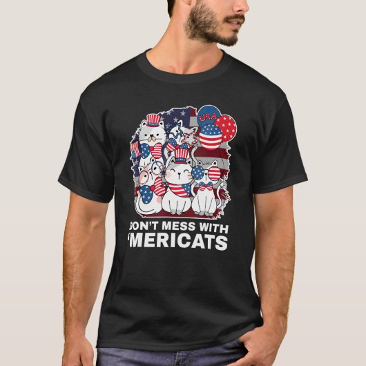 Don't Mess With Mericats Usa T-shirt (Voorkant)