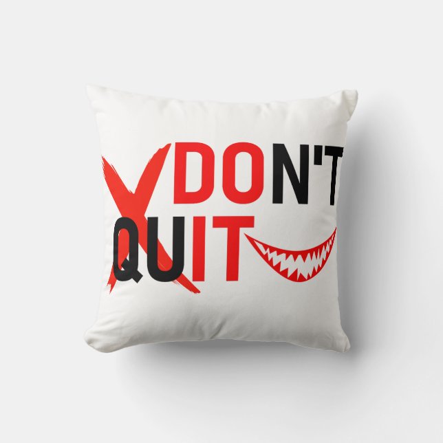 DON'T QUIT – Bold Red Motivation Design Kussen (Voorkant)