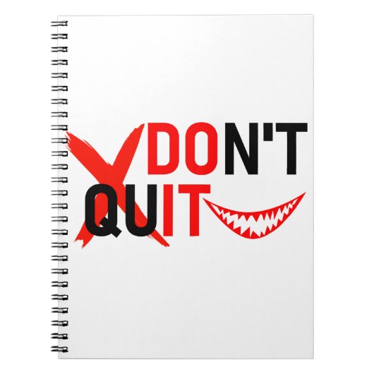 DON'T QUIT – Bold Red Motivation Design Notitieboek (Voorkant)
