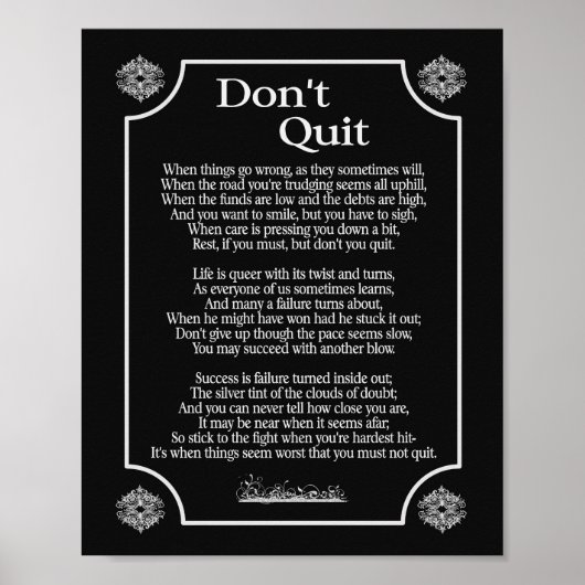 Don't Quit Gedicht -- 8 x 10 afdruk Poster (Voorkant)