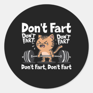 Don't scheet grappig Gym Fitness Cat Workout Gewic Ronde Sticker