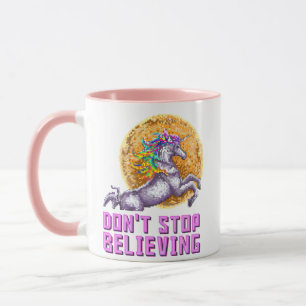 Don't Stop Believin Regenboog Eenhoorn Mok