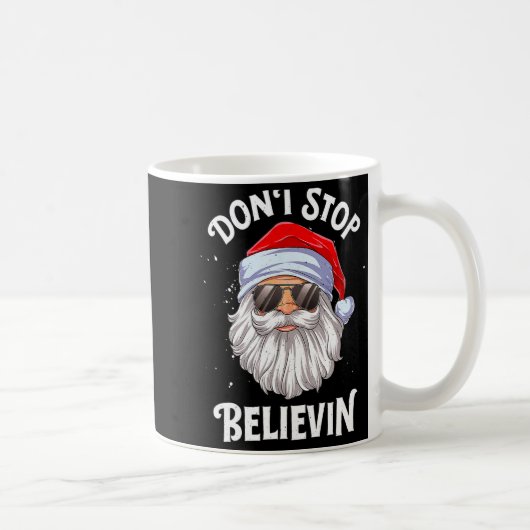 Dont Stop Believin Santa Christmas Boys Kids  Koffiemok (Rechts)