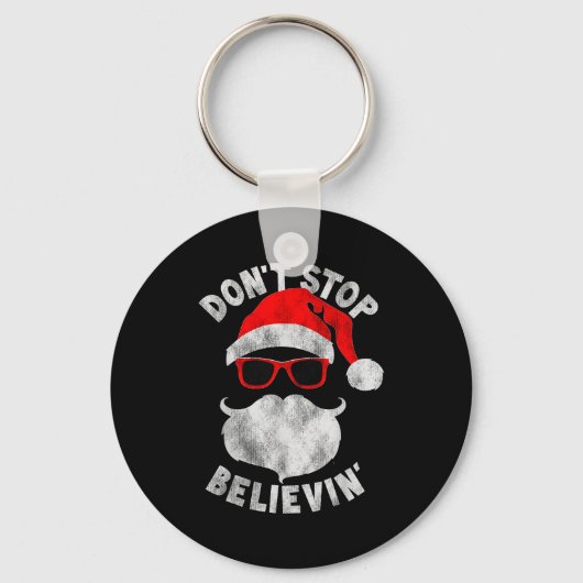 Don't Stop Believing Santa Cool Gles Christmas Sleutelhanger (Voorkant)