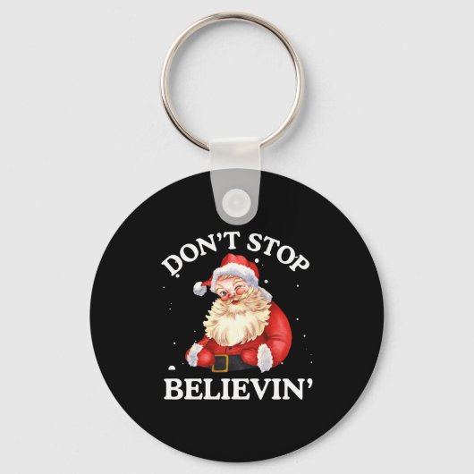 Don't Stop Believing Santa Funny Santa Claus Face Sleutelhanger (Voorkant)