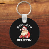 Don't Stop Believing Santa Funny Santa Claus Face Sleutelhanger (Voorkant)