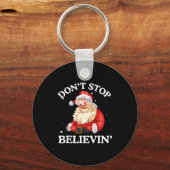 Don't Stop Believing Santa Funny Santa Claus Face  Sleutelhanger (Voorkant)
