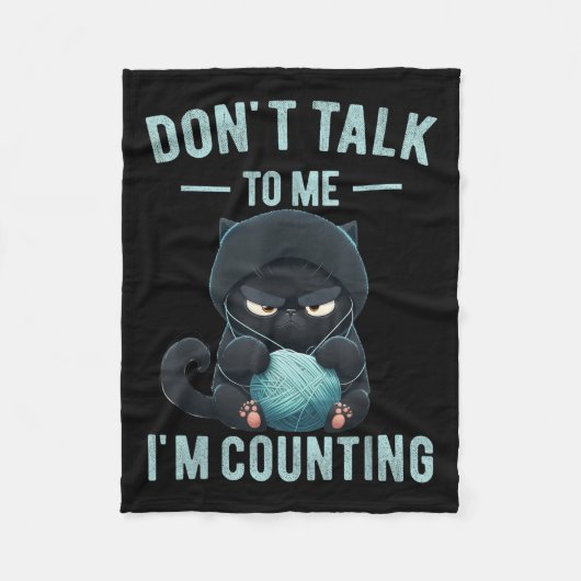 Don't Talk To Me I'm Counting Cat Knits Hand Knitt Fleece Deken (Voorkant)