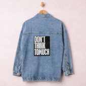 Don't think too much logo on women's denim jacket. (Hangar)